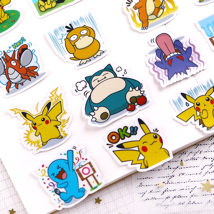❀ Pikachu Giấy và decal dán tường❀ 40pcs/set Pokemon Go Cartoon Album Scrapbooks Mixed DIY Decor Stickers ML07419