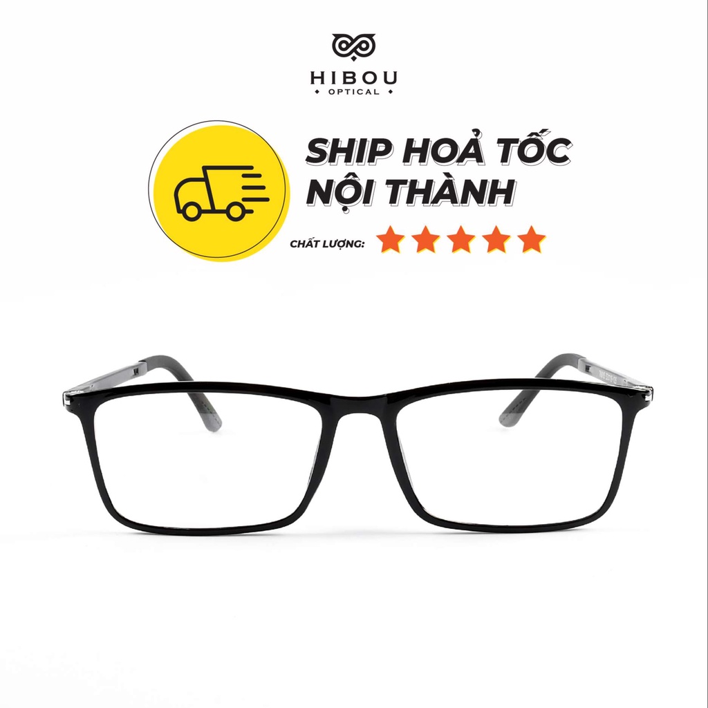 Gọng kính cận nam nữ cho khuôn mặt tròn GA042 - Hibou Optical tặng hộp và khăn