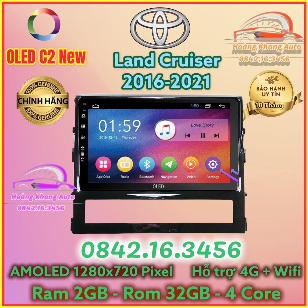 Màn hình Android OLED C2 theo Land Cruiser 2016 - 2021 Kèm dưỡng và jack nguồn zin theo xe .