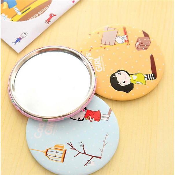 Gương Trang Điểm Mini Siêu Cute Cầm Tay Bỏ Túi Hàn Quốc Tiện Lợi Viền Kim Loại 1480 Shop Kho Tổng Vp88