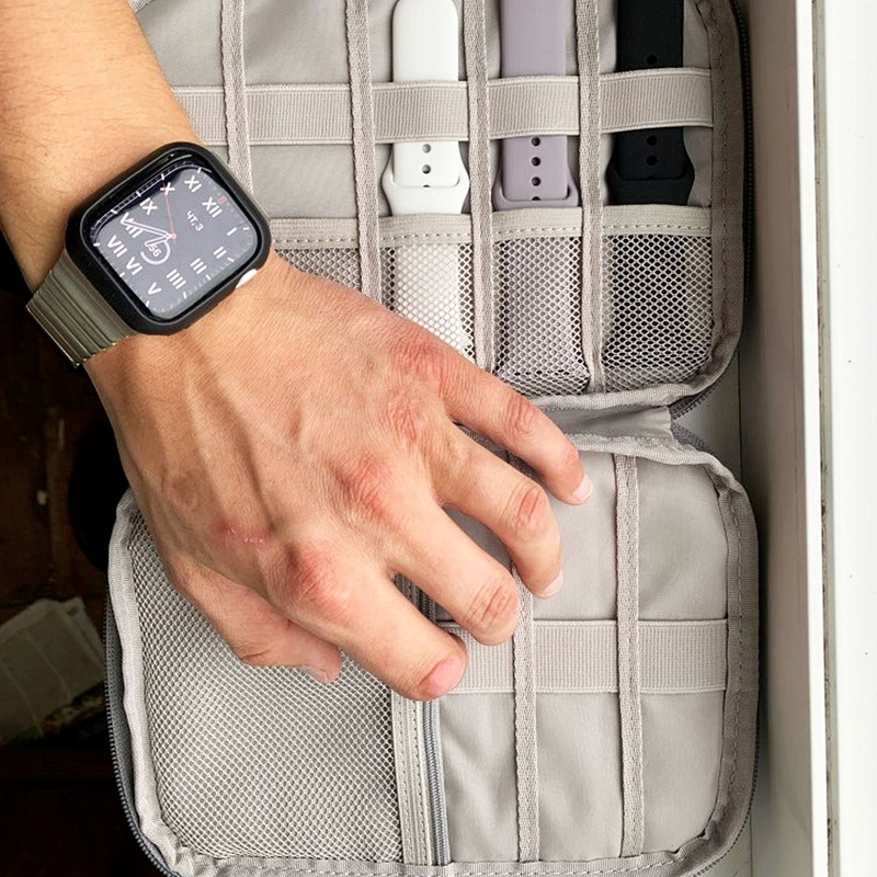 Túi Đựng Dây Đeo Đồng Hồ Thông Minh Apple Bằng Vải Canvas Đa Năng Tiện Dụng Đen