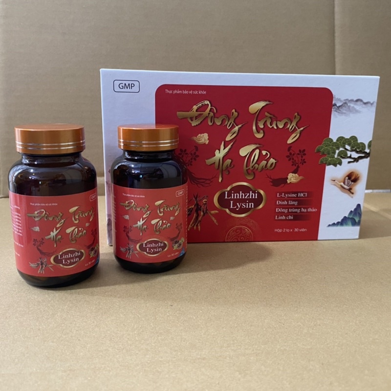 Viên ăn ngủ ngon ĐÔNG TRÙNG HẠ THẢO LINHZI GOLD - Hộp 2 lọ x 30 viên - chứa Đông trùng hạ thảo Linhzhi Lysin