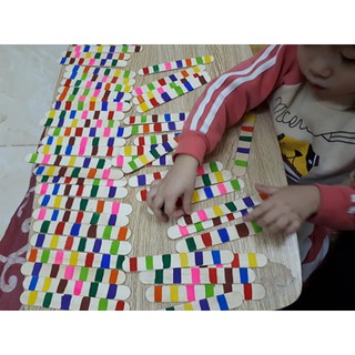 Đồ chơi Gỗ - Ghép Thẻ Màu Set 50 que kem gỗ màu