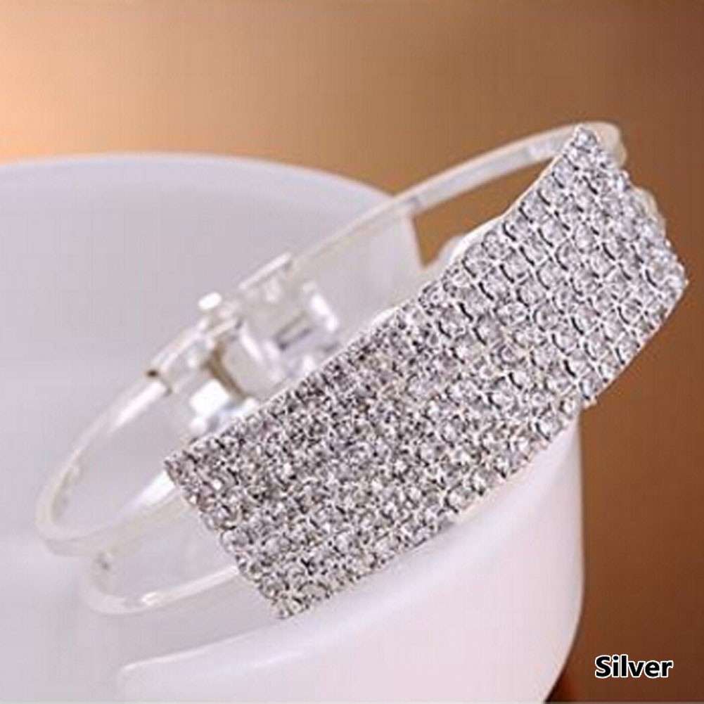 Vòng tay mặt hình chữ nhật đính đá nhân tạo thời trang