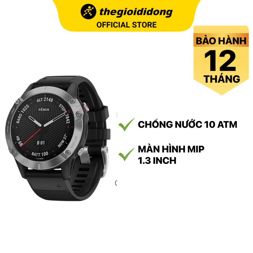 Đồng hồ thông minh Garmin Fenix 6 Đen kháng nước 10ATM đo nồng độ SPO2 màn hình MIP 1.3&quot; - Chính hãng BH 12 tháng