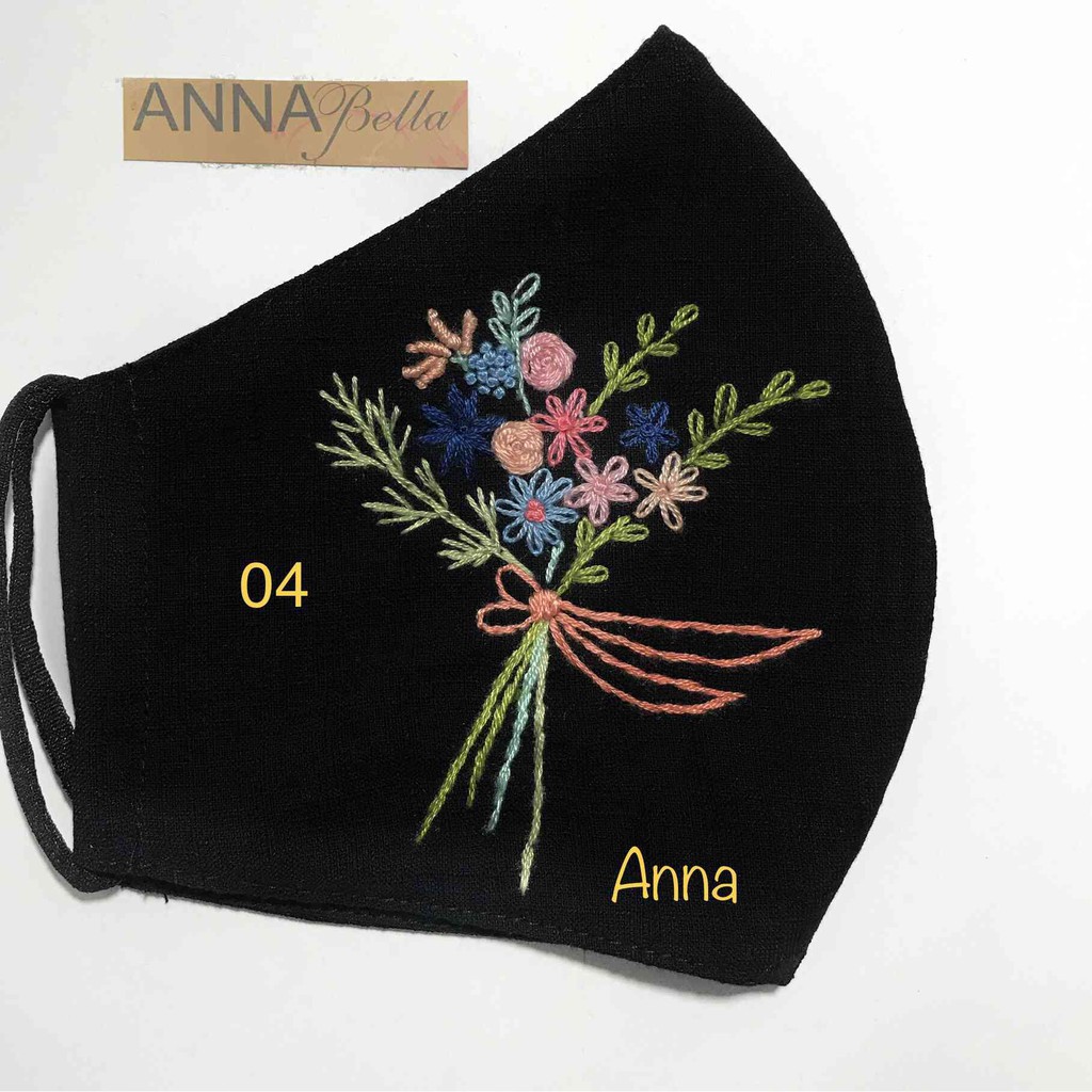 [FREESHIP] Khẩu Trang Vải Linen Thêu Tay AN08 | BigBuy360 - bigbuy360.vn