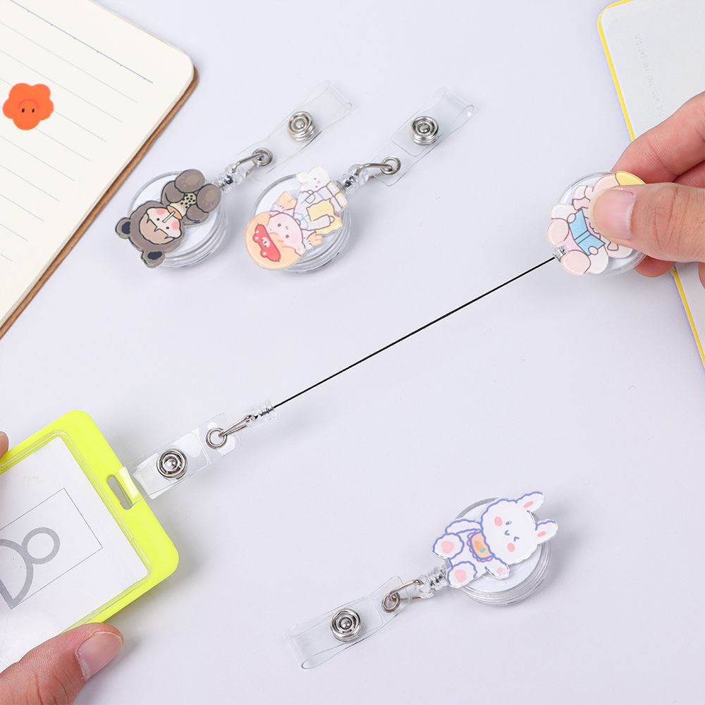 Dây đeo thẻ ID họa tiết hoạt hình dễ thương có thể thu gọn tiện dụng cho học sinh/ bác sĩ/ y tá