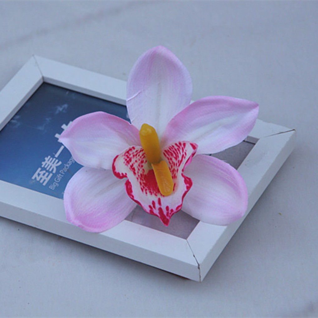 Bộ 10 bông hoa lan giả bằng vải lụa cài tóc