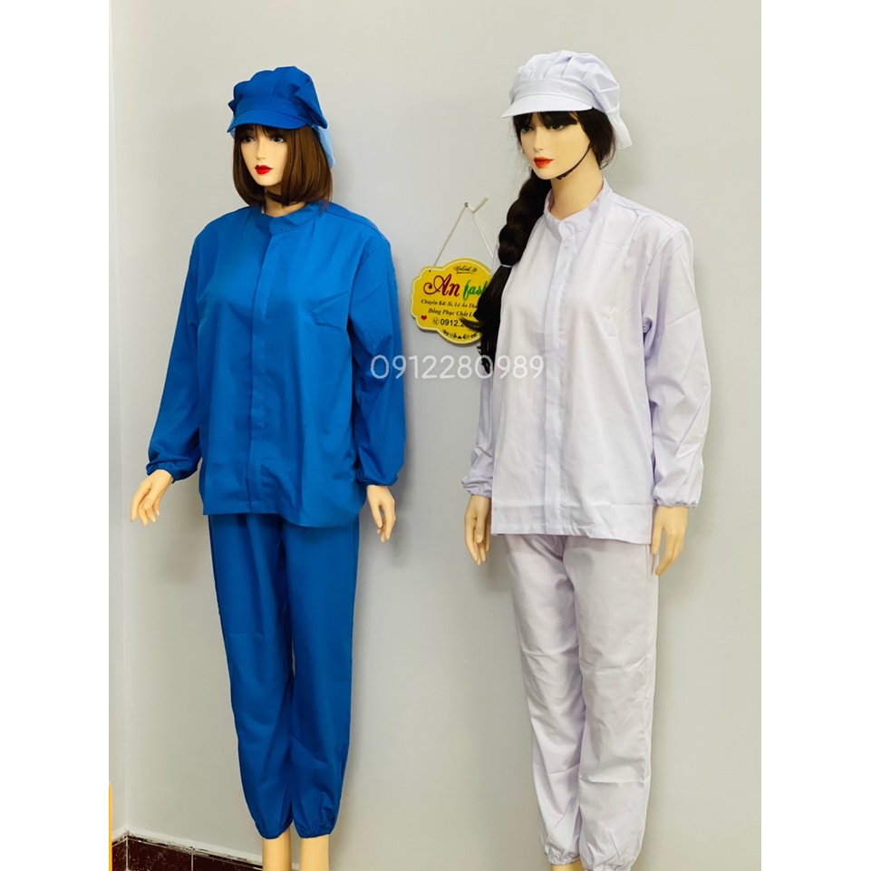 Đồng phục ngành thực phẩm, thủy sản vải kaki dài tay _ Hình chụp thật