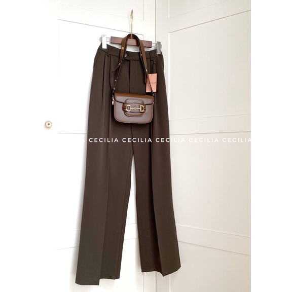 Quần suông CECILIA khuy lệch size XS->L chất suôn mượt ít nhăn - dáng cạp cao giấu bụng che khuyết điểm mông đùi