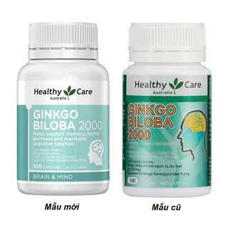 (Mẫu mới) Bổ Não, hoạt huyết dưỡng não Healthy care Ginkgo Biloba 2000mg, 100 viên Úc, Chuẩn Chemist đủ bill