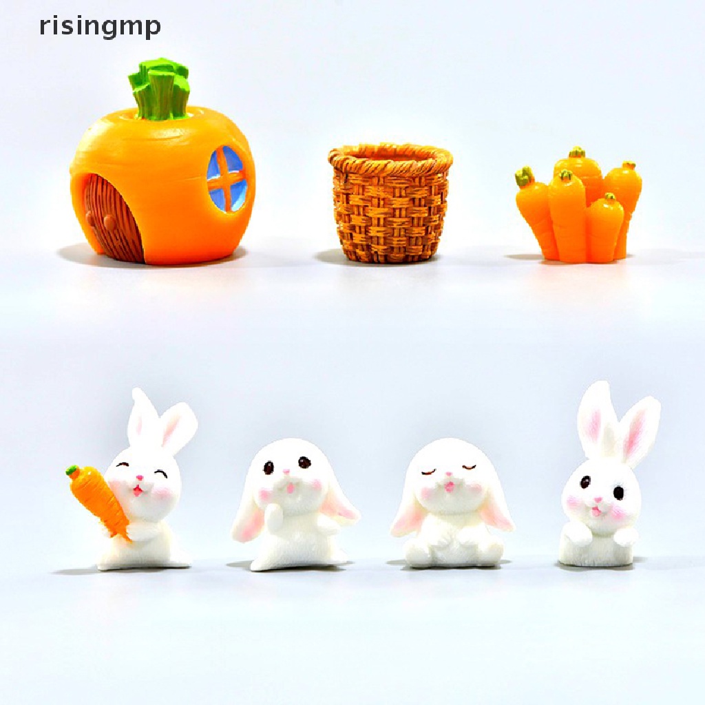 Mô Hình Thỏ Phục Sinh Mini Bằng Nhựa Resin Trang Trí Sân Vườn ♨Trên đó