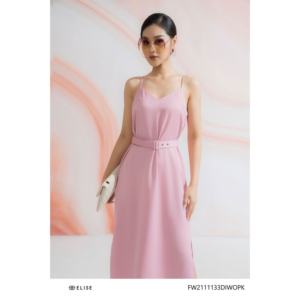 Đầm 2 dây hồng đai eo thiết kế Elise FW2111133DIWOPK