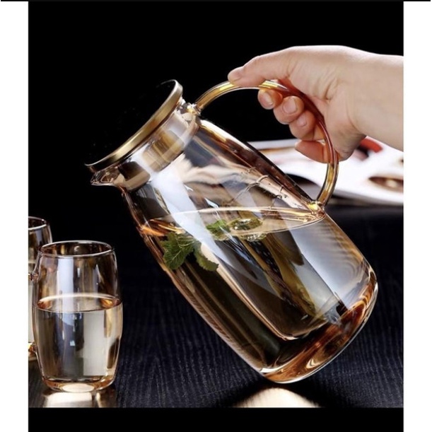 Bộ bình nước + 6 cốc thuỷ tinh đổi màu chịu nhiệt 1,8L cao cấp mẫu mới 2021