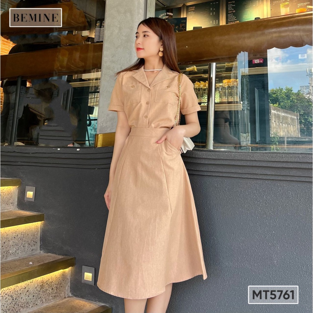 Set chân váy áo sơ mi cổ vest BEMINE MT5761