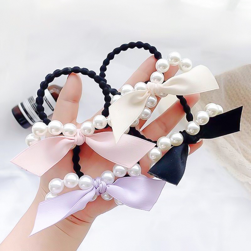 Dây chun buộc tóc cao su đính hạt châu xinh xắn cho nữ KT20