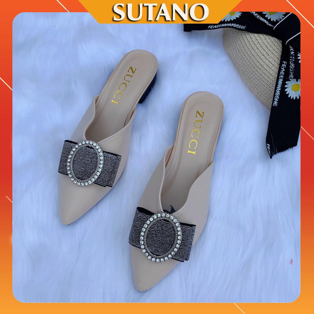 Giày sục nữ thời trang cao cấp đính nơ khóa ngọc tròn sanh chảnh S221 SUTANO | BigBuy360 - bigbuy360.vn