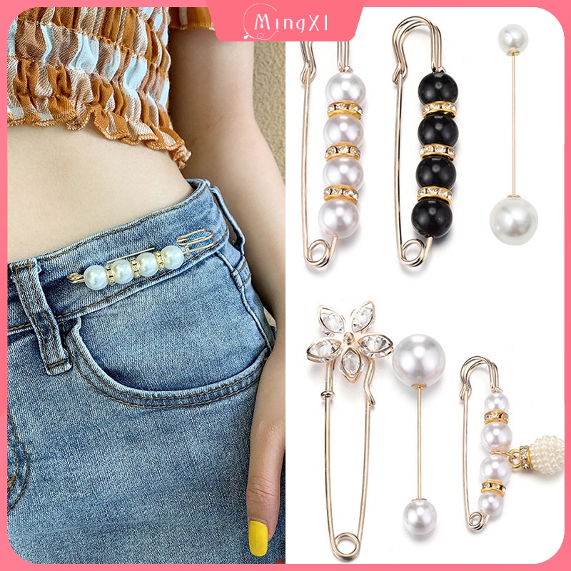 Kẹp Cố Định Quần Áo Đính Ngọc Trai Đa Năng Thời Trang Cho Nữ
