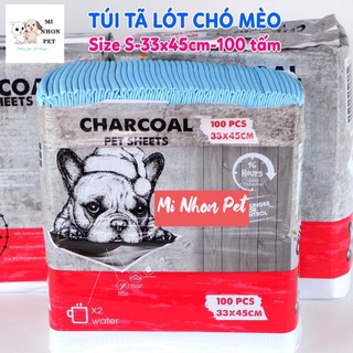 Thảm lót chuồng cho chó mèo thú cưng, lót lồng khay vệ sinh, sàn xe Charcoal than carbon hoạt tính cỡ S 33x45, M 45x60
