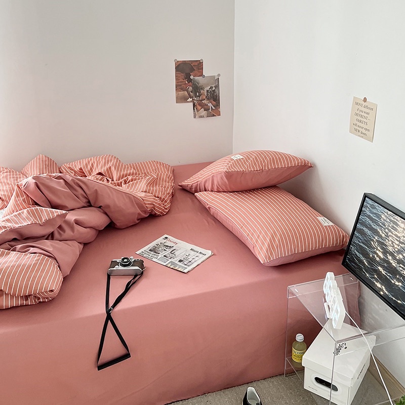 Bộ chăn ga gối Cotton TC caro kẻ MÂY BEDDING đủ màu đủ kích thước nệm