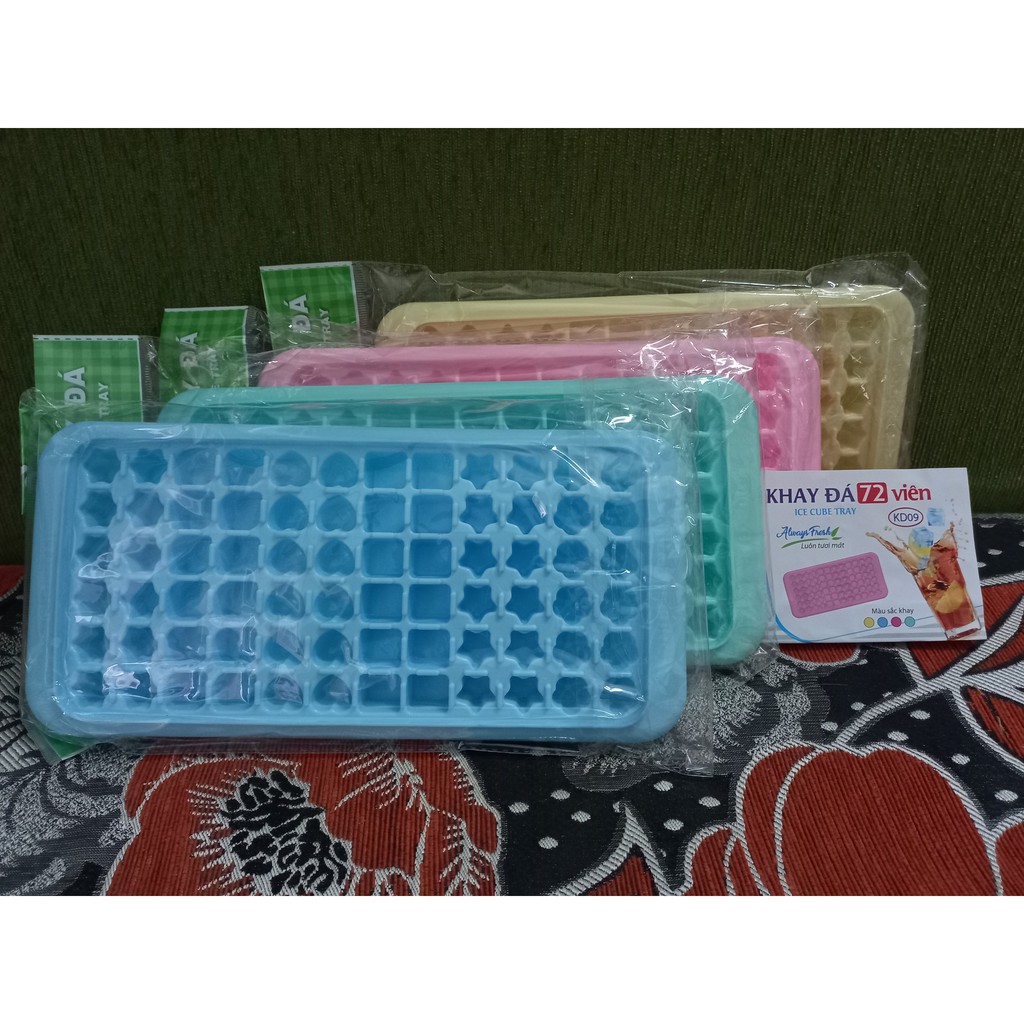 Combo 4 cái Khay nhựa làm đá rau câu 72 Viên - khuôn làm đá và thạch nhiều hình