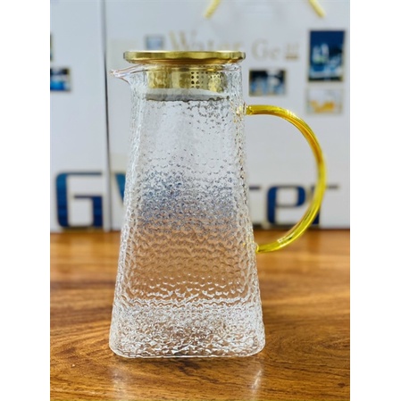 Bình Thuỷ Tinh Xanh, Trắng, Vàng [CHỊU NHIỆT 400 ĐỘ C] cao cấp, nắp inox sáng sang trọng, ĐUN SÔI TRÊN BẾP
