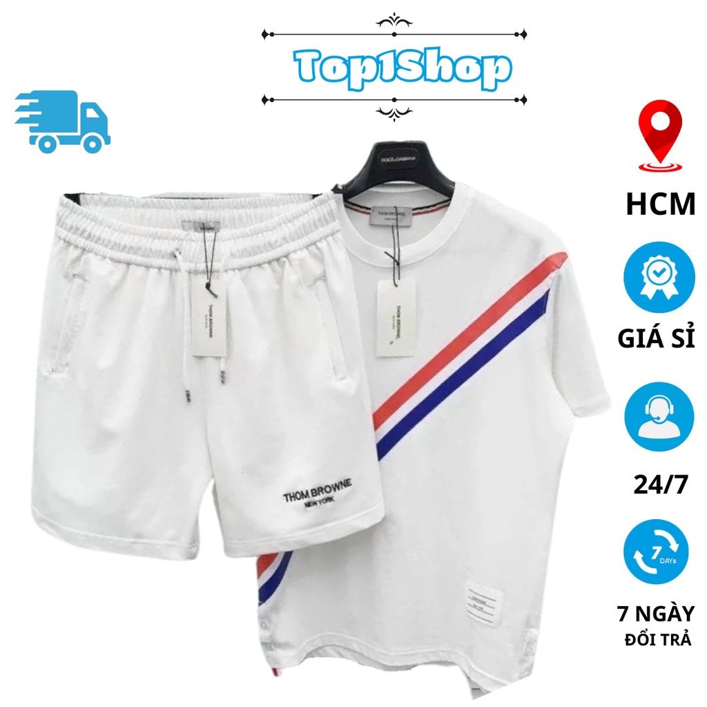 Bộ thun nam BH17 Sọc Đỏ xanh chất vải đũi thái loại đẹp