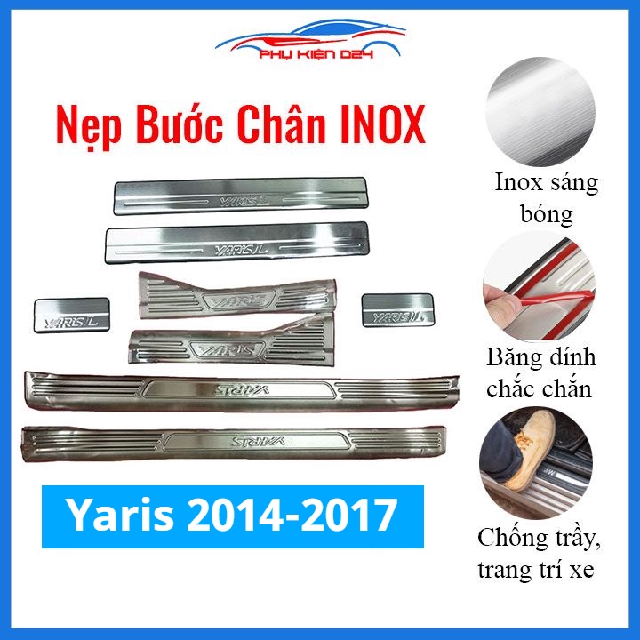 Bộ nẹp bước chân inox ô tô Yaris 2014-2015-2016-2017 chống trầy làm đẹp ô tô