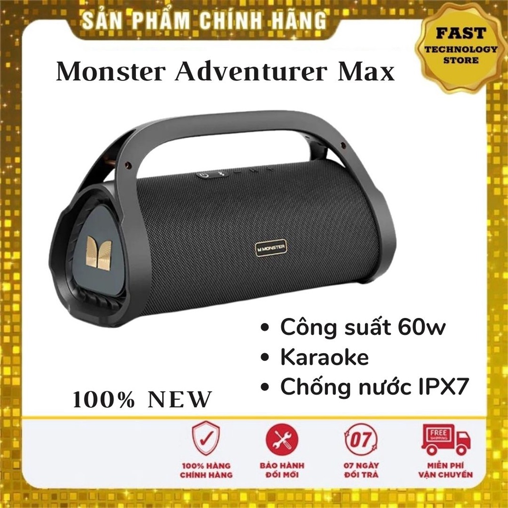Loa bluetooth MONSTER Adventurer MAX 60W Karaoke chính hãng thương hiệu Mỹ