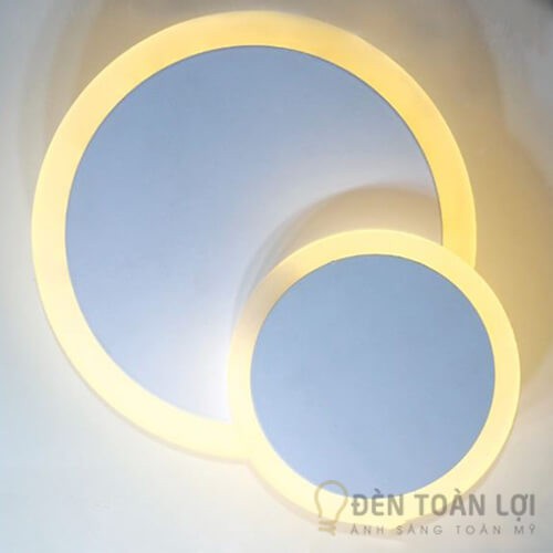 Đèn Vách Mẫu đèn led treo tường 2 hình tròn lồng vào nhau để trang trí