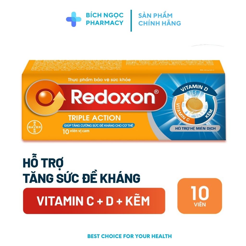 Viên sủi Redoxon Triple Action Tăng sức đề kháng & Bổ sung Vitamin và khoáng chấ