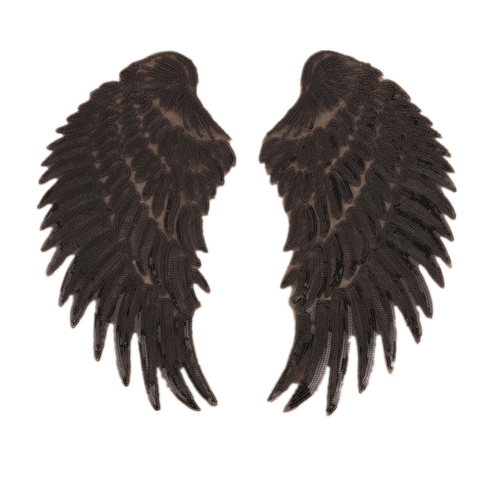 1 Cặp Miếng Dán Ủi Quần Áo Hình Cánh Thiên Thần Đính Kim Sa