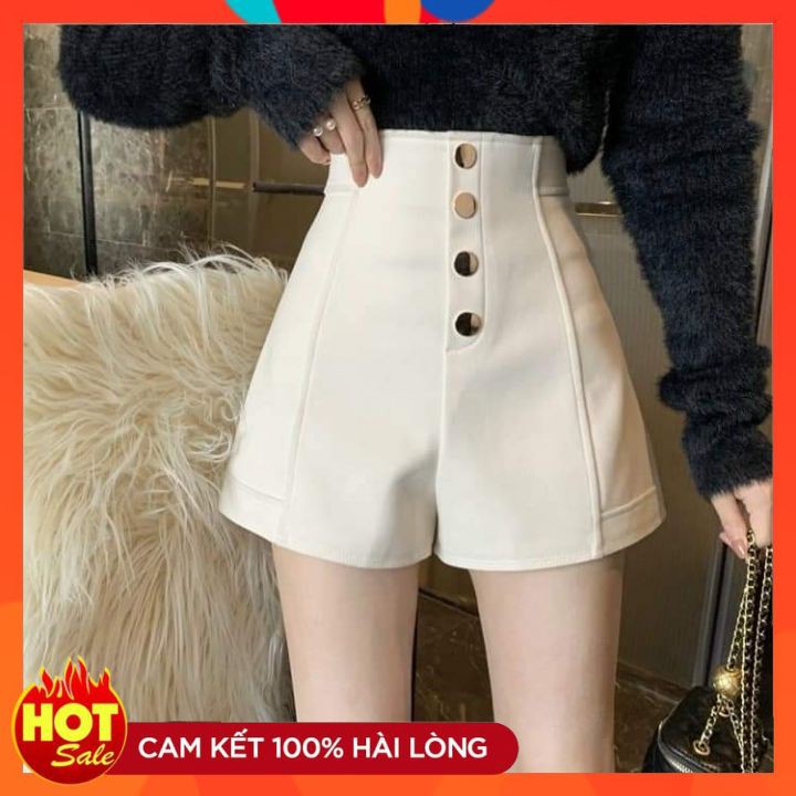 Quần Đùi Nữ⚡Hàng Đẹp⚡Quần Short Cạp Cao 6 Cúc Chất Tuyết Mưa Vitek