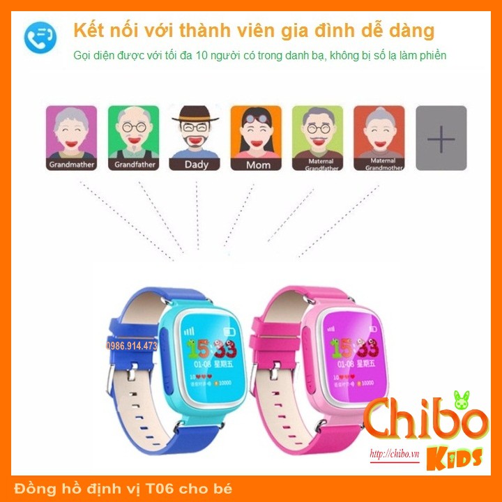 Đồng hồ định vị trẻ em nghe gọi điện thoại Kids T06 - kèm Sim 4G