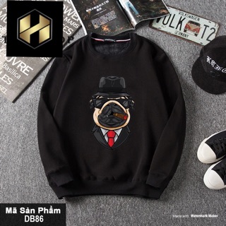Áo sweater nam nữ chó nón đen có bigsize
