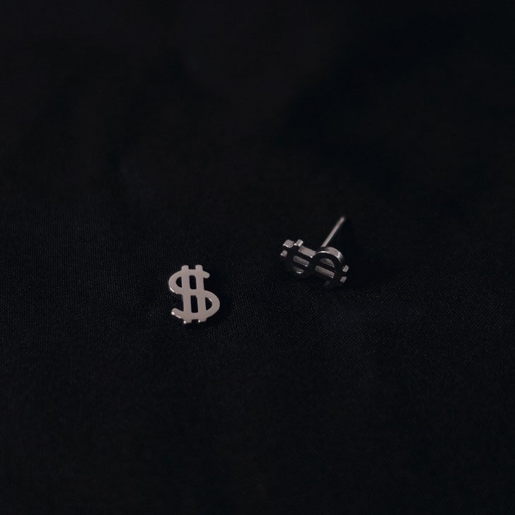 Bông Tai Thép Titan Hình Tờ Tiền Đô La Phong Cách Âu Mỹ Cá Tính