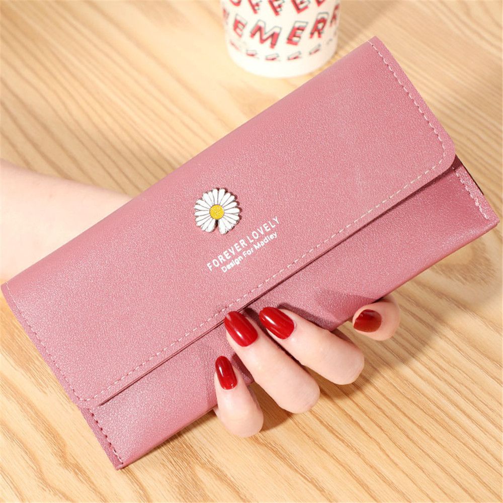 Ví Da Pu Dáng Dài Họa Tiết Hoa Cúc Nhiều Màu Sắc Phong Cách Hàn Quốc Thời Trang Cho Nữ Mihan1