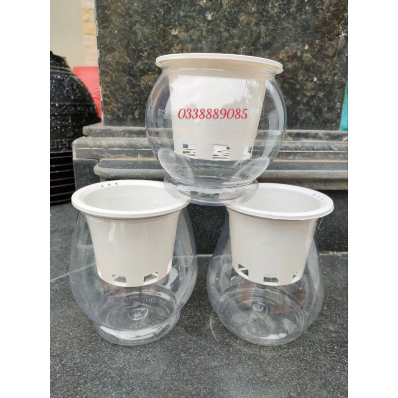 Chậu Trồng Thủy Sinh Bằng Nhựa Trong Suốt Cao 13 - 15Cm, Miệng 11Cm, Hàng Đẹp Và Sẵn Kho