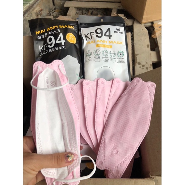 sỉ thùng 300 chiếc khẩu trang kf94 màu hồng
