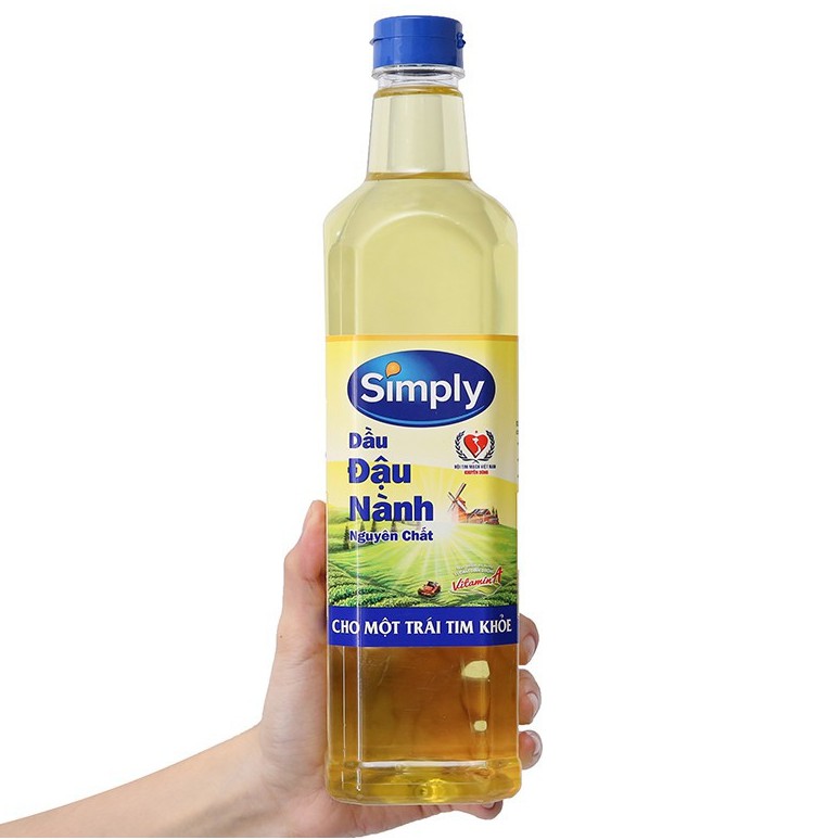 Dầu ăn đậu nành Simply chai 1L, nguyên chất 100%