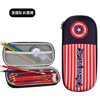 Hộp Đựng Bút học sinh in hình nhân vật hoạt hình siêu nhân, Captain American, iron man