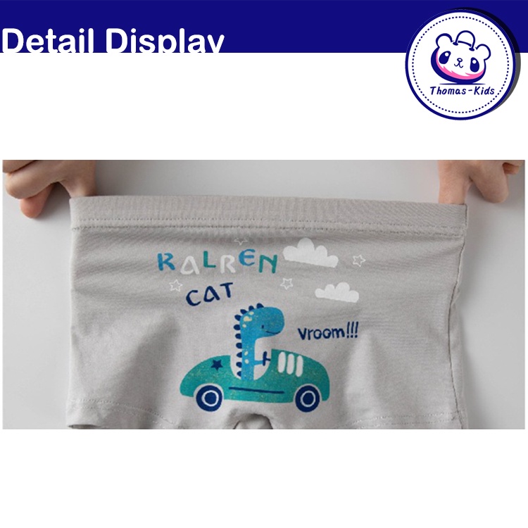 Quần Lót Boxer Cotton In Họa Tiết Khủng Long Vui Nhộn Thời Trang Cho Bé Trai 3-12 Tuổi