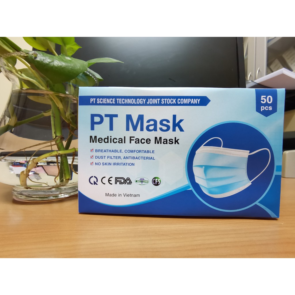 Khẩu trang y tế 4 lớp kháng khuẩn có đủ giấy chứng nhận PT Mask 50 chiếc/hộp