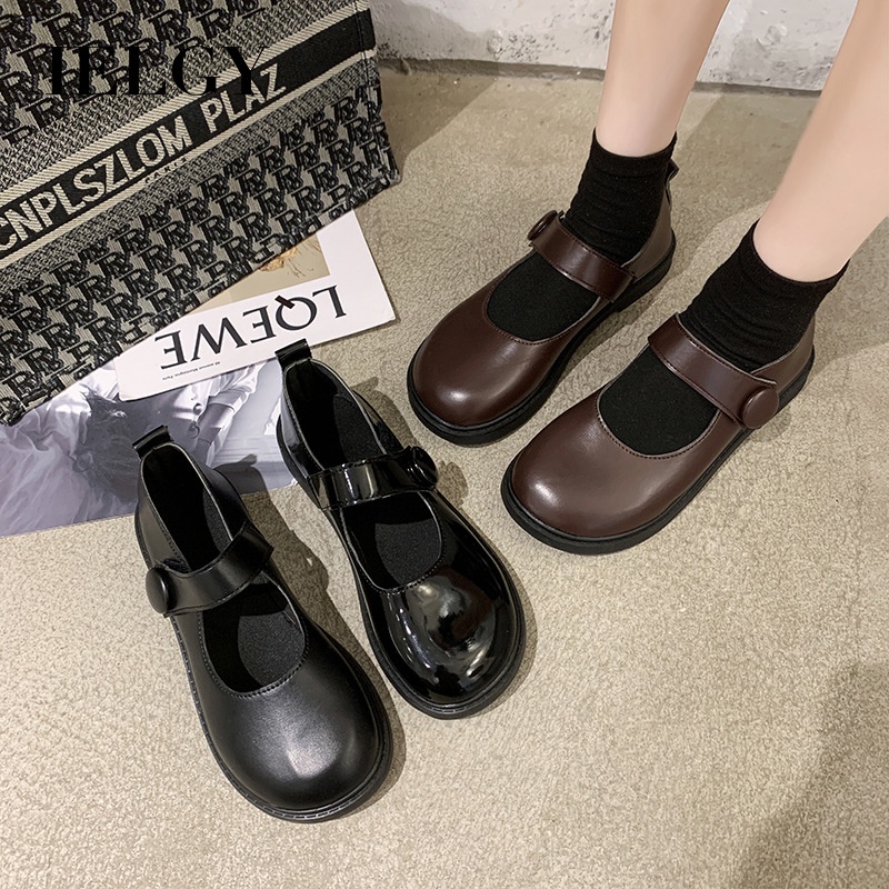 Giày búp bê da IELGY đế bằng phong cách Nhật Bản dễ thương