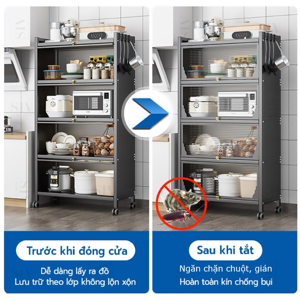 SIV Kệ Nhà Bếp Đa Năng 3/4/5/6 tầng Có Bánh Xe,phòng khách phòng tắm ban công