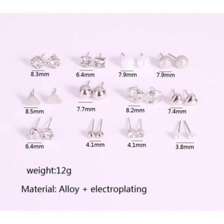Set 12 đôi bông tai xỏ lỗ HSD12
