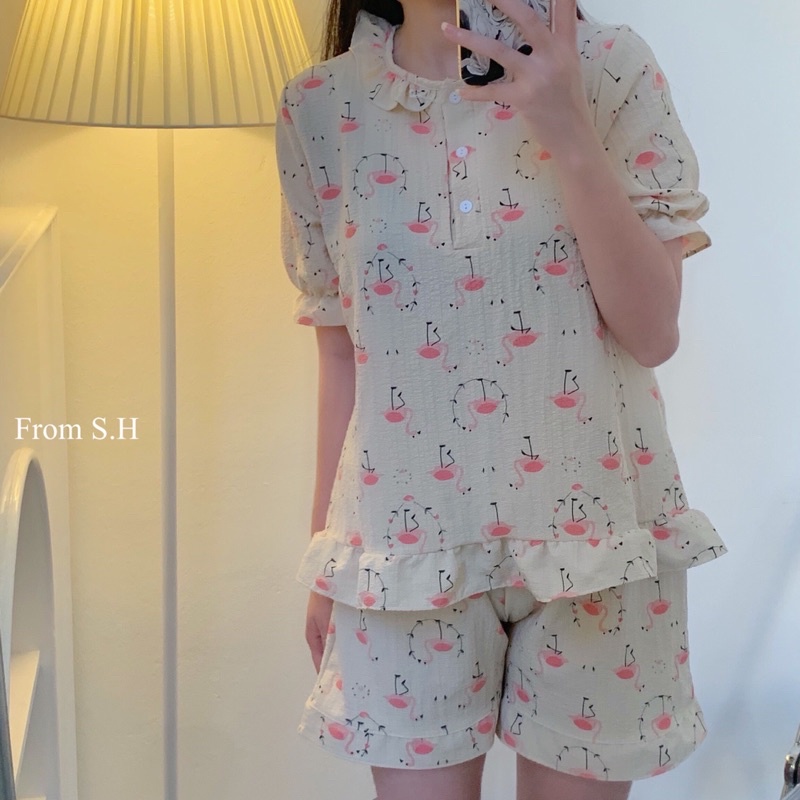 [ ẢNH THẬT ] Set pijama cộc cổ nút/cổ viền bèo hoạ tiết xinh xắn. Bộ ngủ nữ dáng cộc hoạt hình | BigBuy360 - bigbuy360.vn