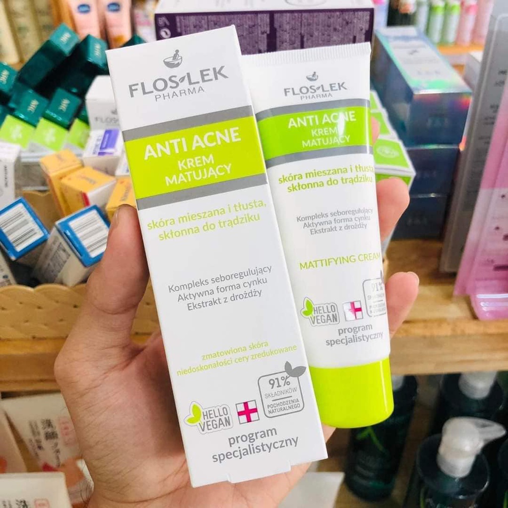 Kem Dưỡng Floslek Kiểm Soát Dầu Cấp Ẩm Anti Acne Mattifying Cream Ba Lan 50ml