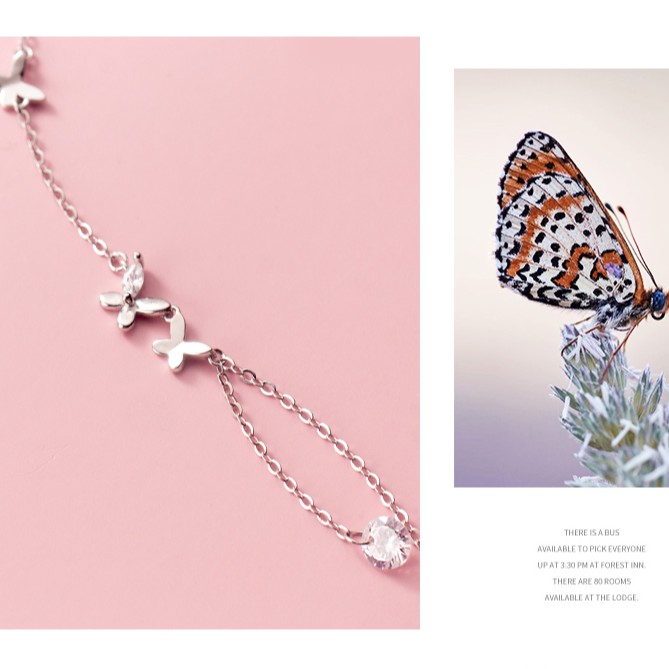 Lắc chân vòng chân 💋Freeship Hoàn xu nữ bạc s925 butterfly và viên pha lê rơi | BigBuy360 - bigbuy360.vn