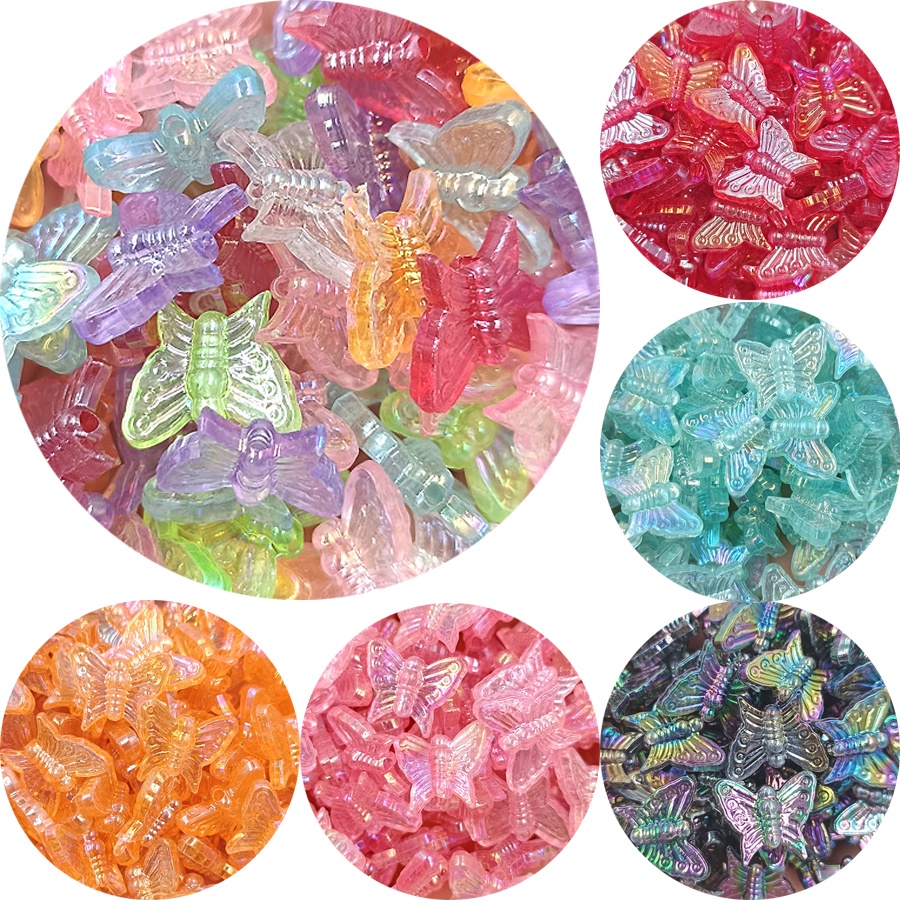 Set 20 Hạt Xỏ Lỗ Hình Bướm Nhiều Màu Làm Vòng Tay Thủ Công DIY